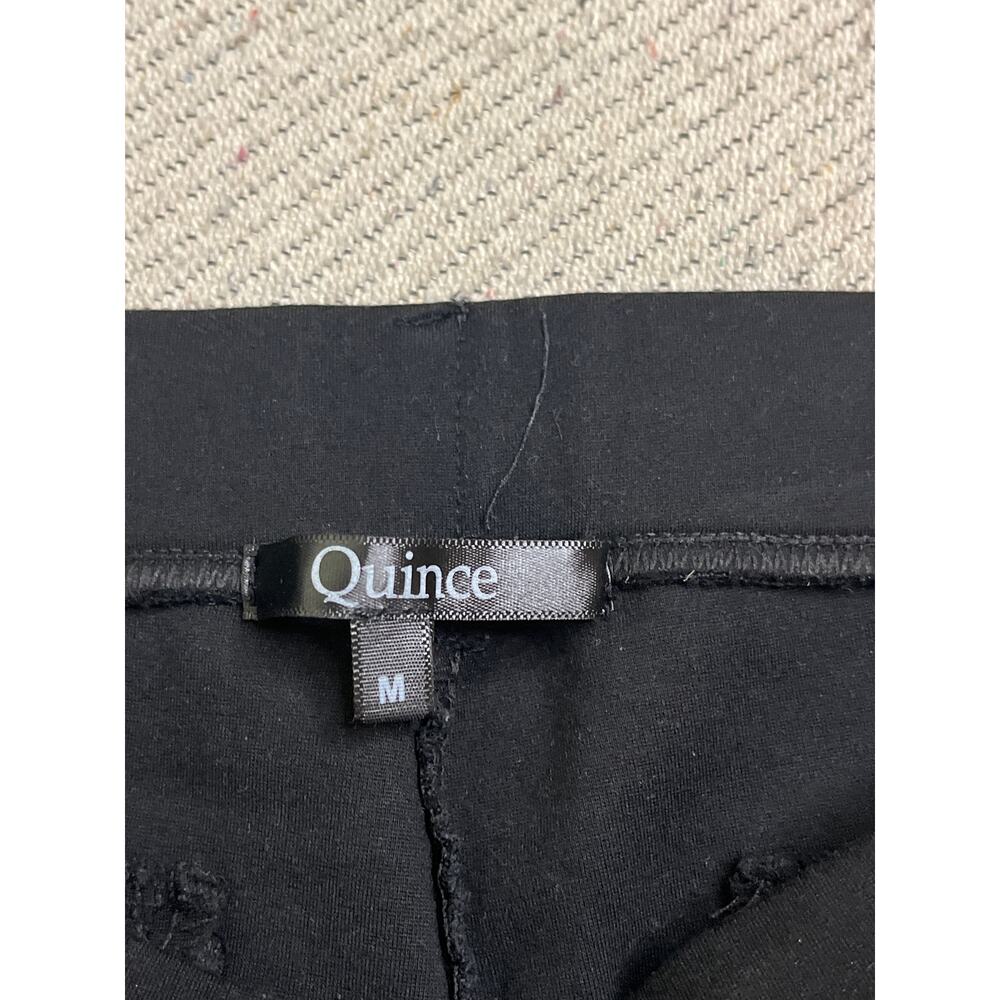 Quince Black ultra stretch ponte straight leg pants, size medium petite - Picture 4 of 15